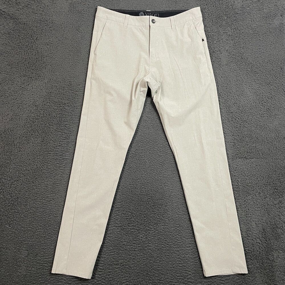 Vuori Pants Mens 32x32 Beige Tan Aim Pant Slim Fit Stretch Lightweight Casual